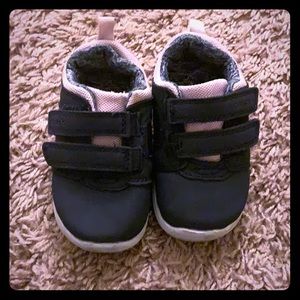Navy blue,pink and silver infant shoes *Used*